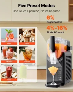 Slushmaskin & Margaritamaskin - Fryst dryckesmaskin - Kapacitet 2,6 l - Ingen is krävs - Förinställda program (5) - Självrengöring - För hemmet