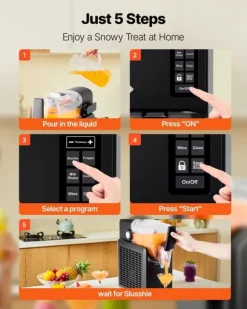 Slushmaskin & Margaritamaskin - Fryst dryckesmaskin - Kapacitet 2,6 l - Ingen is krävs - Förinställda program (5) - Självrengöring - För hemmet