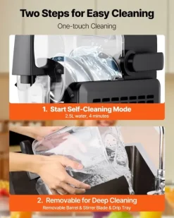 Slushmaskin & Margaritamaskin - Fryst dryckesmaskin - Kapacitet 2,6 l - Ingen is krävs - Förinställda program (5) - Självrengöring - För hemmet