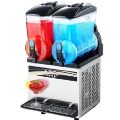 Slushmaskin för Kommersiellt Bruk, 15Lx2 Tank, Margarita Smoothie Frysdryckesmaskin, Snabbkylning