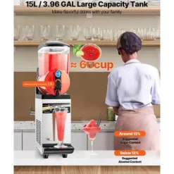 Slushmaskin för kommersiellt bruk, 15L Margarita Smoothie, Frysdrycksmaskin med hög kapacitet