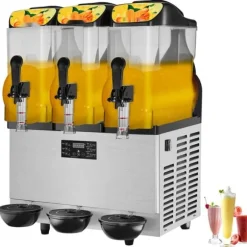 Slushmaskin Kommersiell 3 x 12L Triple Bowl 72 Koppar Utgång 220V 1300W Rostfritt Stål Margarita Smoothie Frysta Drycker