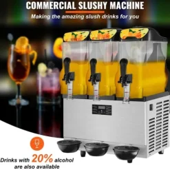 Slushmaskin Kommersiell 3 x 12L Triple Bowl 72 Koppar Utgång 220V 1300W Rostfritt Stål Margarita Smoothie Frysta Drycker