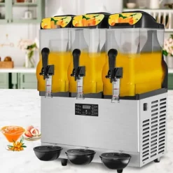Slushmaskin Kommersiell 3 x 12L Triple Bowl 72 Koppar Utgång 220V 1300W Rostfritt Stål Margarita Smoothie Frysta Drycker