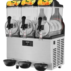 Slushmaskin Kommersiell 3 x 12L Triple Bowl 72 Koppar Utgång 220V 1300W Rostfritt Stål Margarita Smoothie Frysta Drycker