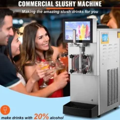 Slushmaskin 8L / 2,1 Gal Enkel Skål Kommersiell Slushy Maskin Margarita Smoothie Frysta Drycker