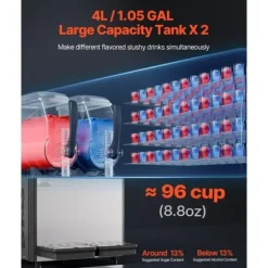 Slushy Maskin 4Lx2, Margarita & Smoothie, Frysta Drycker, Perfekt för Fester, Hög Kvalitet, Enkel Användning, Snabb och Effektiv