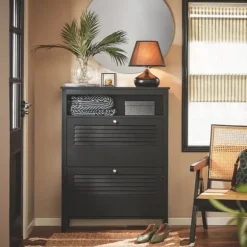 SoBuy Skoskåp med 2 fack Hallmöbel med förvaring FSR152-SCH