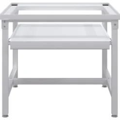 Sockel för tvättmaskin med utdragbar hylla vit