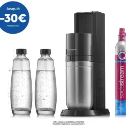 SODASTREAM läsk- och kolsyrat vattenmaskin - DUO Black - 2 glaskaraffer - 1 60L gaspåfyllning