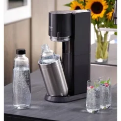 SODASTREAM läsk- och kolsyrat vattenmaskin - DUO Black - 2 glaskaraffer - 1 60L gaspåfyllning