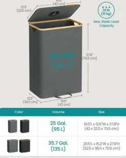 SONGMICS insamlingsbehållare för pantflaskor 95 L skiffergrå-naturbeige
