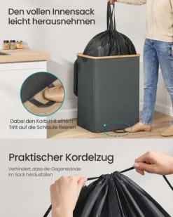 SONGMICS insamlingsbehållare för pantflaskor 135 L skiffergrå-naturbeige