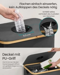 SONGMICS insamlingsbehållare för pantflaskor 135 L skiffergrå-naturbeige