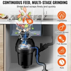 Sophantagning 1,25 hk, kontinuerlig matavfallshantering, 4060 RPM, EZ Connect, effektiv avfallshantering, hållbar design