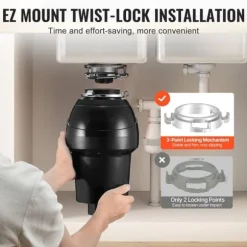 Sophantagning 1,25 hk, kontinuerlig matavfallshantering, 4060 RPM, EZ Connect, effektiv avfallshantering, hållbar design