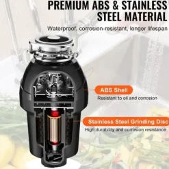 Sophantagning 1,25 hk, kontinuerlig matavfallshantering, 4060 RPM, EZ Connect, effektiv avfallshantering, hållbar design