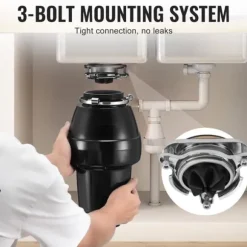 Sophantering 1/2 HP Kontinuerlig matavfallskvarn, 3820 RPM, effektiv avfallshantering, hållbar design, enkel installation