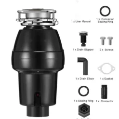 Sophantering 1/2 HP Kontinuerlig matavfallskvarn, 3820 RPM, effektiv avfallshantering, hållbar design, enkel installation