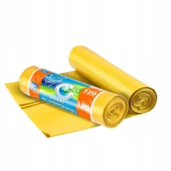 Soppåsar av plast, gula för sortering, 120 liter