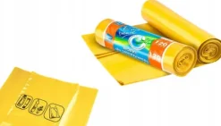 Soppåsar av plast, gula för sortering, 120 liter