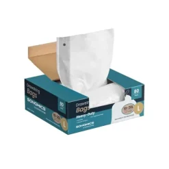 Sopsäckar 20 L med dragsko och totalt 80 stycken, krämvita, 42 x 60 cm