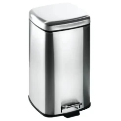 Soptunna, 12 Liters Kapacitet, Fotpedalsdrift,Silver, 12L