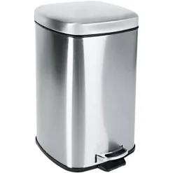 Soptunna, 12 Liters Kapacitet, Fotpedalsdrift,Silver, 12L