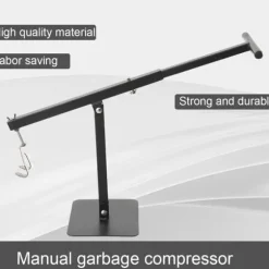Soptunnepress - Manuell - 66 cm - Rostfritt stål - Passar 60–100 L soptunnor - Effektiv avfallskomprimering