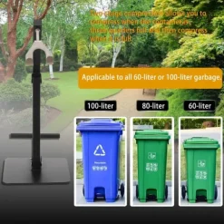 Soptunnepress - Manuell - 66 cm - Rostfritt stål - Passar 60–100 L soptunnor - Effektiv avfallskomprimering