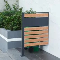 Soptunnesskydd Uusikaupunki 120x83x11 cm trämönster [en.casa]