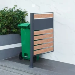 Soptunnesskydd Uusikaupunki 120x83x11 cm trämönster [en.casa]