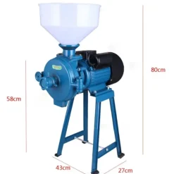 Spannmålskvarn 2200W 220V, elektrisk för torrt spannmål/ris/majs, med tratt, EU-kontakt, orange