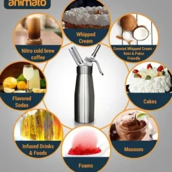 Sprutpås med visp - Rostfritt stål - 0,5L - Avtagbar - Professionell - Kökstillbehör