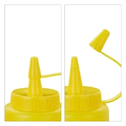 Såsdispenser-set, 21x7x5,5 cm, röd gul vit