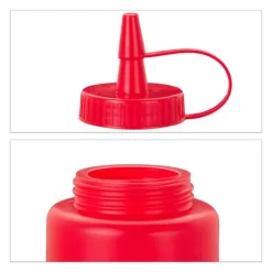 Såsdispenser-set, 21x7x5,5 cm, röd gul vit