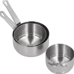 Såsfatset i rostfritt stål med handtag - 3 st, perfekt för kryddor, ketchup och aptitretare