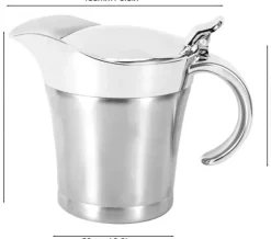 Såsskål med lock, 750 ml dubbelväggig såsskål, dubbelväggig isolerad såsskål i rostfritt stål, kastrull med lock för såser, gräddsåser, salladsdressin | CDON