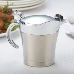 Såsskål med lock, 750 ml dubbelväggig såsskål, dubbelväggig isolerad såsskål i rostfritt stål, kastrull med lock för såser, gräddsåser, salladsdressin | CDON