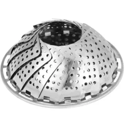 2st 14cm diameter vikbar ångkorg i rostfritt stål, expanderbar matångare, hushållsångkorg