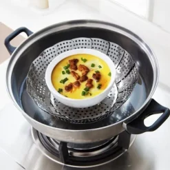 2st 14cm diameter vikbar ångkorg i rostfritt stål, expanderbar matångare, hushållsångkorg