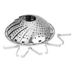 2st 14cm diameter vikbar ångkorg i rostfritt stål, expanderbar matångare, hushållsångkorg