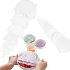 12st Couvercles Extensibles i Silikon Återanvändbara Matlock för Kopp Skål, i Kylskåp för Mikrovågsugn A200