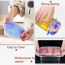 12st Couvercles Extensibles i Silikon Återanvändbara Matlock för Kopp Skål, i Kylskåp för Mikrovågsugn A200