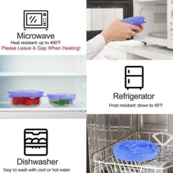 12st Couvercles Extensibles i Silikon Återanvändbara Matlock för Kopp Skål, i Kylskåp för Mikrovågsugn A200