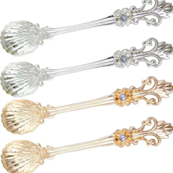 4st Kaffeskedar Set Vintage Dessertskedar av aluminiumlegering med Orris-mönster för hemmakök