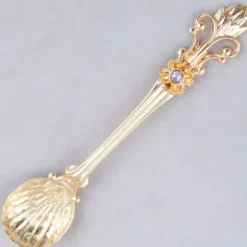 4st Kaffeskedar Set Vintage Dessertskedar av aluminiumlegering med Orris-mönster för hemmakök