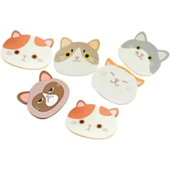 Söt katt silikongummiunderlägg set för dryckesglas - 6 st