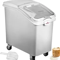 3st 25L mjölförvaringsbehållare med 4 hjul, genomskinligt skjutlock och skopa, förtjockat PP-material, bra tätning, bred applikation