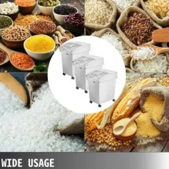 3st 25L mjölförvaringsbehållare med 4 hjul, genomskinligt skjutlock och skopa, förtjockat PP-material, bra tätning, bred applikation